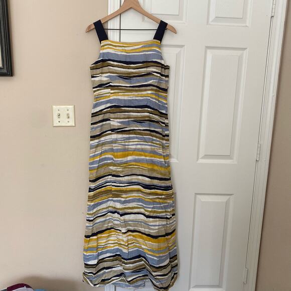 Hobbs London Women's Striped 100% Flax Maxi Sleeveless Dress Size Small Lagen - Picture 10 of 12